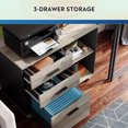 thumbnail image 5 of 3 Drawer Mobile File Cabinet, Wood Lateral Filing Cabinet, Printer Stand with Open Shelves for Home Office, Greige, 5 of 6