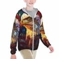 thumbnail image 2 of Cauagu Geometric American Bald Eagle Print Sun Protection Jacket for Teen,Full-Zipper Long Sleeve Sun Shirts with Pockets UV Hoodie Shirts Outdoor Athletic Jacket-Medium, 2 of 7