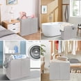 thumbnail image 3 of ZOUYUE Double Laundry Hamper with Lid & Removable Laundry Bags, Large Collapsible 2 Dividers Dirty Clothes Basket with Handles for Bedroom, Laundry Room, Closet, Bathroom, College, Light Gray, 3 of 7