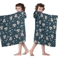 thumbnail image 4 of Pioneer Flower Floral Print Pattern Hooded Bath Towel，50"x30" for Ages 3 To 12 Kids, Quick Dry Lightweight Soft Microfiber Hood Beach Towel Cover Up for Kids, 4 of 7