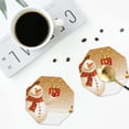 thumbnail image 4 of Lsque Christmas Snowman Gift Pattern 4" Drink Coasters Set of 4, PVC Leather Absorbent Coasters, Table Coaster Set Decorative Coffee Cup Coasters Housewarming Gift -Octagon, 4 of 6