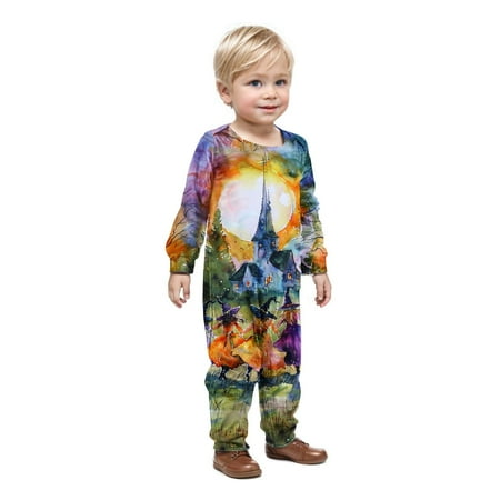 

TMOYZQ Family Halloween Costumes Family Matching Outfit Halloween Onesie Pajamas Funny Printed Hooded Zipper PJs Loungewear for Men/Women/Kids