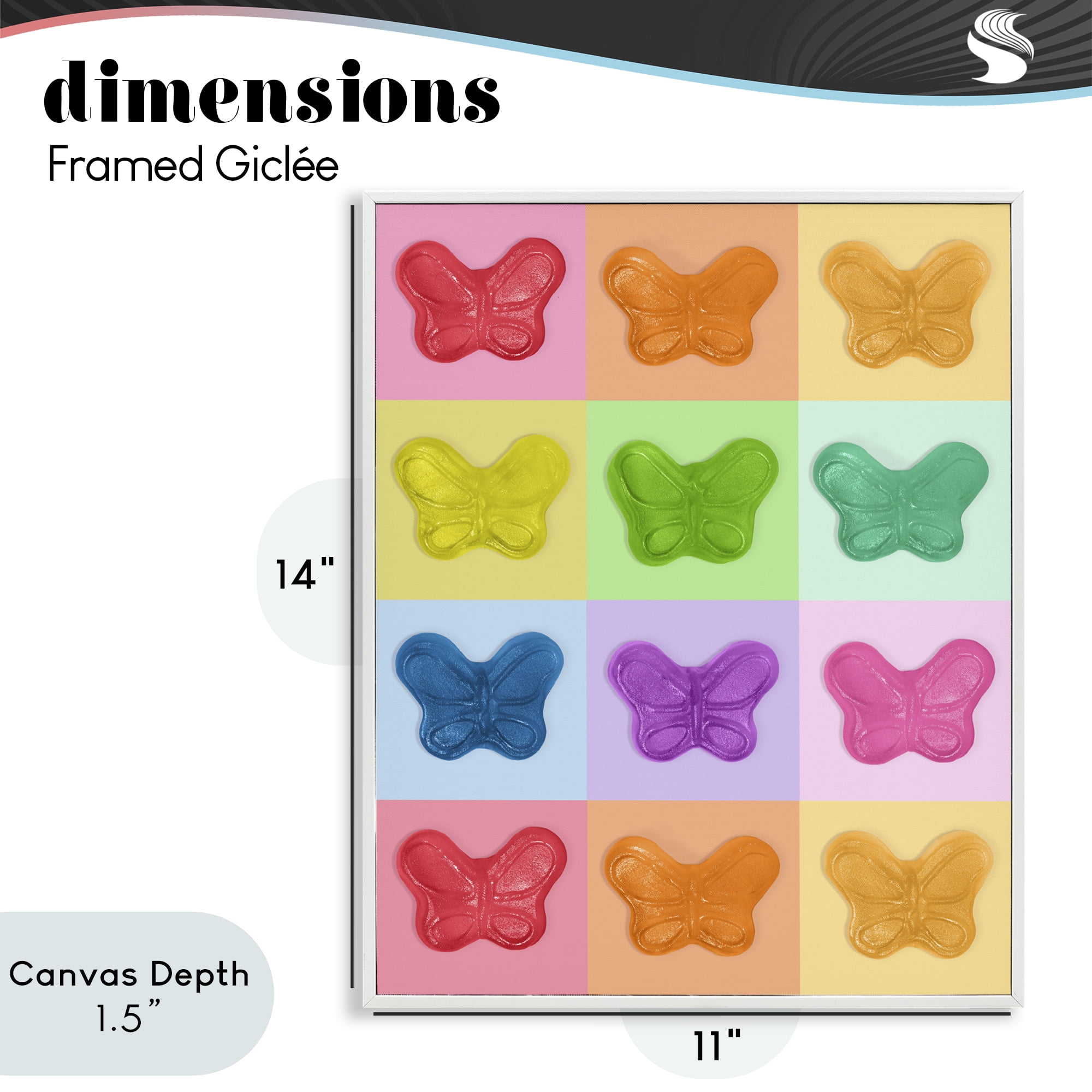 Stupell Industries Colorful Butterflies Candy White Framed Giclee Art, design by LISH Creative