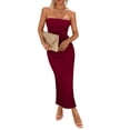 thumbnail image 1 of Vestido PRETTYGARDEN Strapless Ajustado Maxi Rojo Vino XL, 1 of 7