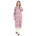 thumbnail image 5 of Moomaya Indian Rayon Kurta For Women Printed A-Line Kurti Lace Designer Ethnic Wear Shirt, 5 of 7