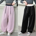 thumbnail image 7 of Clothes for Teen Girls Solid Color Sweatpants Girls Casual Pants Spring Arrival Stylish Loose Straight Leg Sweatpants For Kids Comfortable Elastic Waist Daily Wear Outfit, 7 of 7