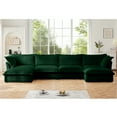 thumbnail image 2 of Newest U Shape Sectional Wide, Deep Seat Sofa Couch,4 Seater Sofa, French Edges Design Multiple Big Pillows,Soft Deep Seat Comfy Couch for Living Room,Apartment,Green Corduroy, 2 of 20