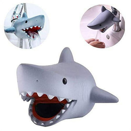 Children?s Faucet Extender Bath Spout Cover for Baby: Sink Extension Hand Washing - Kids Toddler Bathroom Bathtub Fun & Safety - Child Kitchen Accessories (Grey Shark)