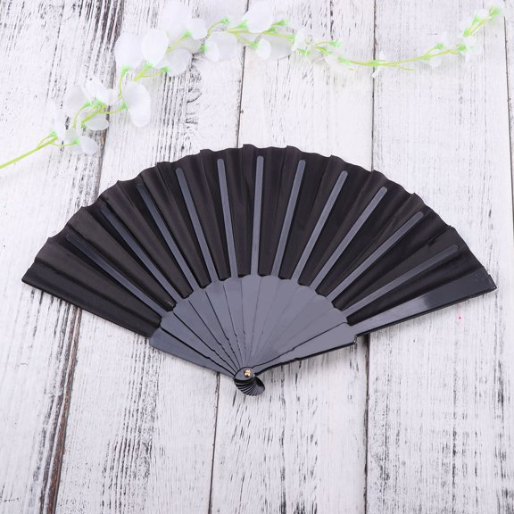Raindrops DIY Graffiti Hand-painted Plastic Fan Kindergarten Children Drawing Practice Blank Folding Fan (Black)