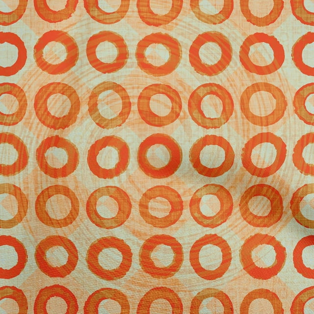 oneOone Tissu Georgette Viscose Orange Cercle Matériel de Robe Tissu Imprimé Tissu au Mètre 42 Pouces de Large