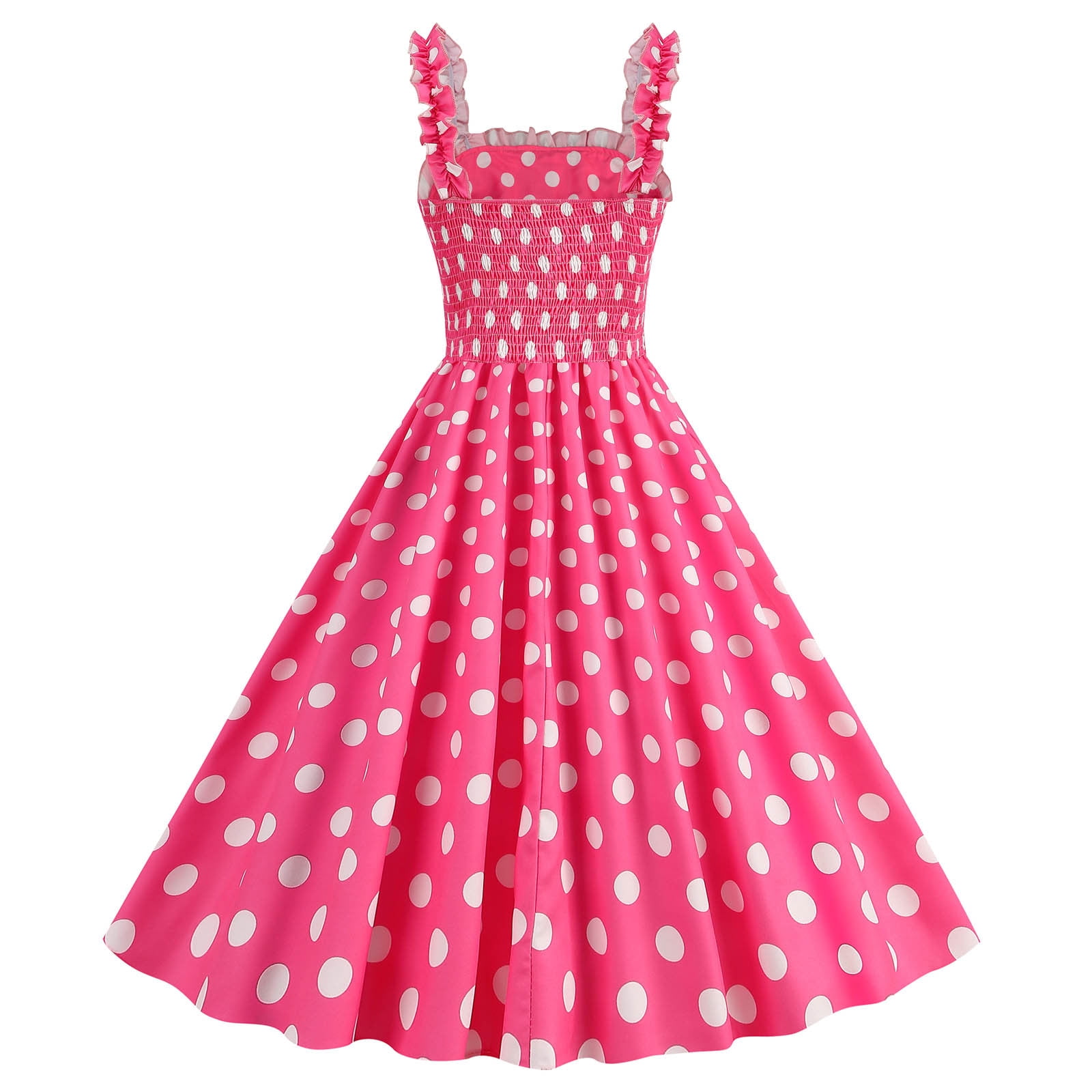 safuny Women's Tea Length A Line Dress Polka Dot Bowknot Sleeveless Round  Neck Elegant High Waist Retro Prom Party Trendy Dresses Holiday Pink XL -  Walmart.com