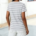 thumbnail image 5 of APEXFWDT Women's Striped V Neck T Shirts Short Sleeve Tees Casual Basic Summer Tops,L,Gray, 5 of 7