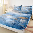 thumbnail image 3 of Feelyou Watercolor Abstract Ombre Queen Sheet Sets, Art Oil Printing Flat Sheet, Teens Adult Women Men Queen Fitted Sheet, Ultra Soft Bedroom Decor, 4pcs, 3 of 7