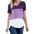 thumbnail image 1 of Women's Purple Color Block V Neck T-shirt, 1 of 5