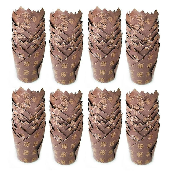 200Pcs Leaf Tulip Cake Cups Heat-resistant Cute Eucalyptus Design Green Cupcake Wrappers
