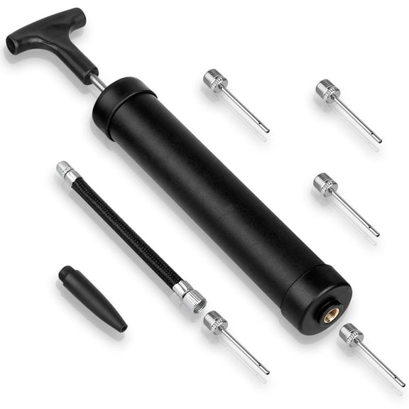 Emlimny 10 Inch Portable Ball Pump,Ball Pump Kit, Basketball Pump, Portable Air Pump with 5 Needles, 1 Nozzle & Extension Hose for Soccer Football Volleyball Water Polo Rugby Exercise Sports Ball