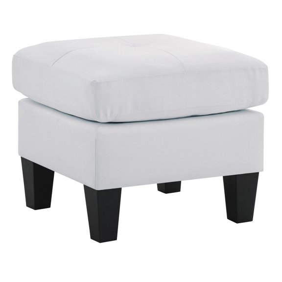 HomeStock Medieval Majesty Ottoman, White, 23" x 23" x 19" Tufted Ottoman Perfect for Smaller Rooms, RVs, and Dorms with Wood Frame Support