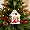 thumbnail image 6 of Zynviq Green Interior House Santa and Tree Scene Lighted Wooden House for Christmas Village, 6 of 6