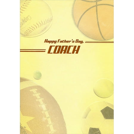 Designer Greetings Baseball, Basketball, Soccer Ball and Football Father's Day Card for Coach