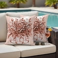 thumbnail image 4 of Eucalyptus Brown Outdoor Waterproof Pillow Covers, Stripes Bottle Flower Cactus Plant Decorative Square Throw Pillowcase Sofa Cushion Sham for Patio/Couch/Chair, 24"x24" 2 Pack, 4 of 8