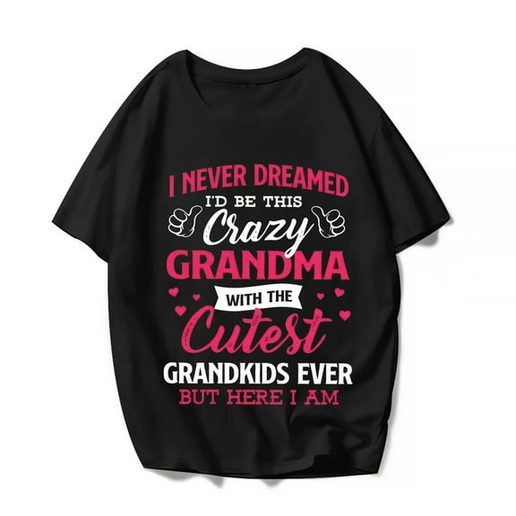 Funny Cutest Grandkids Grandma Women T-Shirt Nana Mother's Day Casual Cute Graphics Shirts Tops Gift Tee Black X-Large