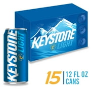 Keystone Light Beer, 15 Pack, 12 fl oz Aluminum Cans, 4.1% ABV, Domestic Lager