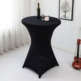 thumbnail image 5 of Nappe de Table Cocktail en polyester Noir 24x43 Pouces Ajustée Ronde pour Bar Extensible Housses de Table Cocktail Haut pour Banquet Fête Extérieure Mariage Bar Fond Rond Noir, 5 of 5