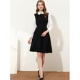 thumbnail image 3 of Disfraz de Halloween Vestido Camisero de Manga Larga con Cinturón y Cuello Vuelto en Contraste Vintage para Mujer Negro M Allegra K, 3 of 5