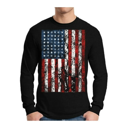 Distressed Long Sleeve Tee Awkward Styles Men's USA Flag Distressed Graphic Long Sleeve T-shirt Tops 4th of July Independence Day ()