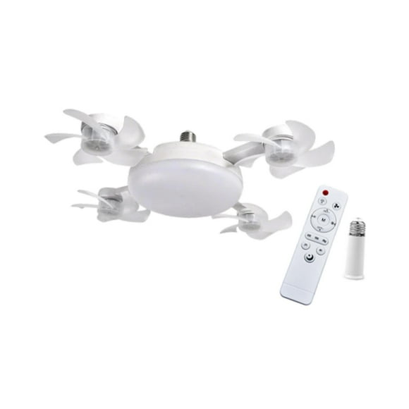 Lámpara de luz del ventilador de techo Lámpara de control remoto de control remoto Lámpara de colgante E27 Socket para Ventilador de 4 cabezales de 55 cm
