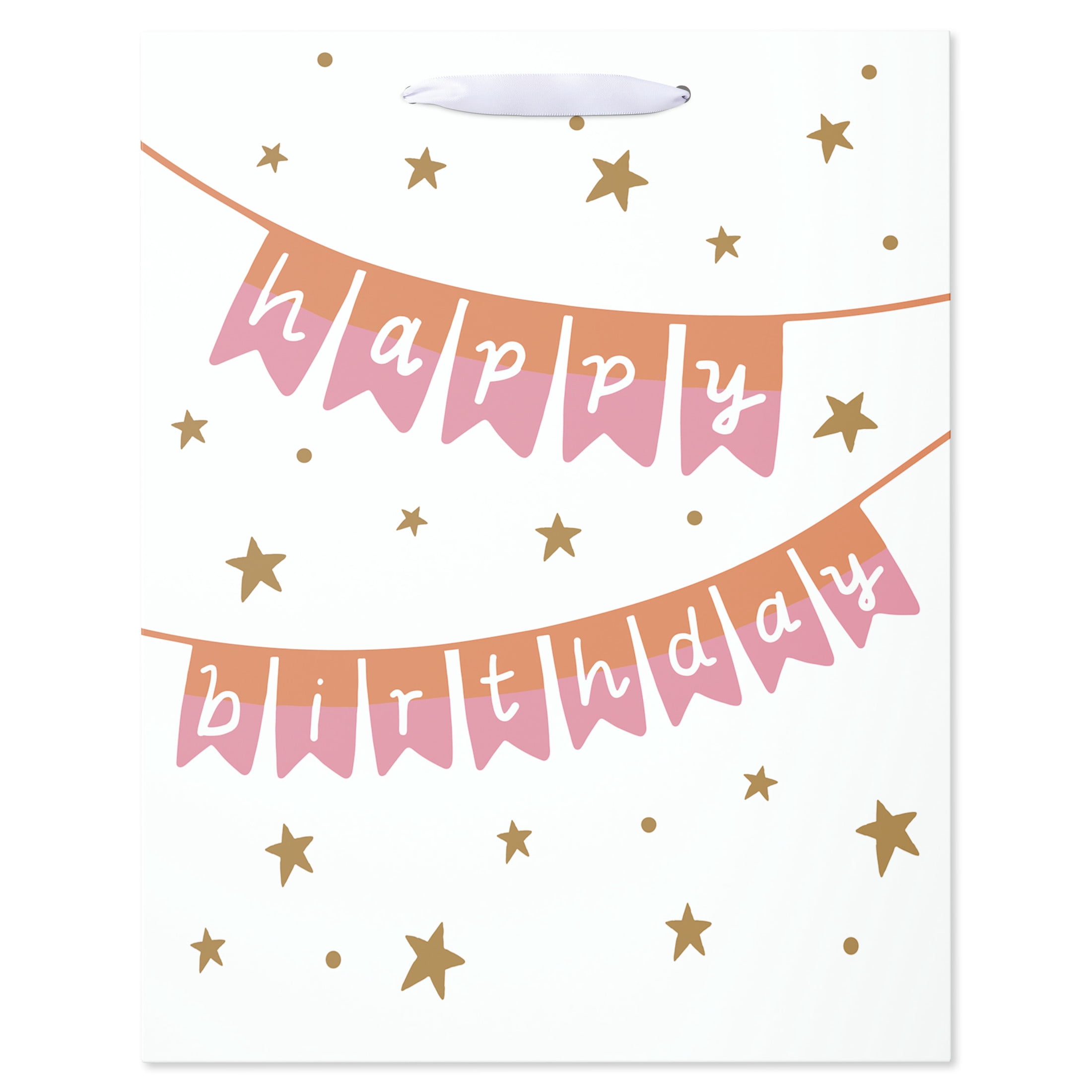 American Greetings 12.75 in. Large White Birthday Gift Bag for Her, Banner (1-Count)