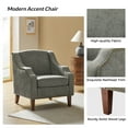 thumbnail image 4 of Wooden Upholstery Armchairs Set of 2 Lounge Sofa Club Accent Chairs Nailhead Trim Side Chairs Living Room Bedroom Gray, 4 of 6