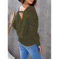 thumbnail image 2 of Suéter con cuello en V para mujer, diseño cruzado, costura de encaje, manga larga, Top de punto, suéter suelto para Otoño Invierno, 2 of 8