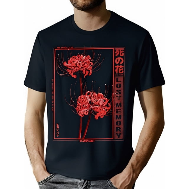 Spider Lily Soft Grunge Anime Aesthetic Flower T-Shirt - 220g - For Anime & Grunge Lovers - Casual Wear - Perfect Gift for Fans