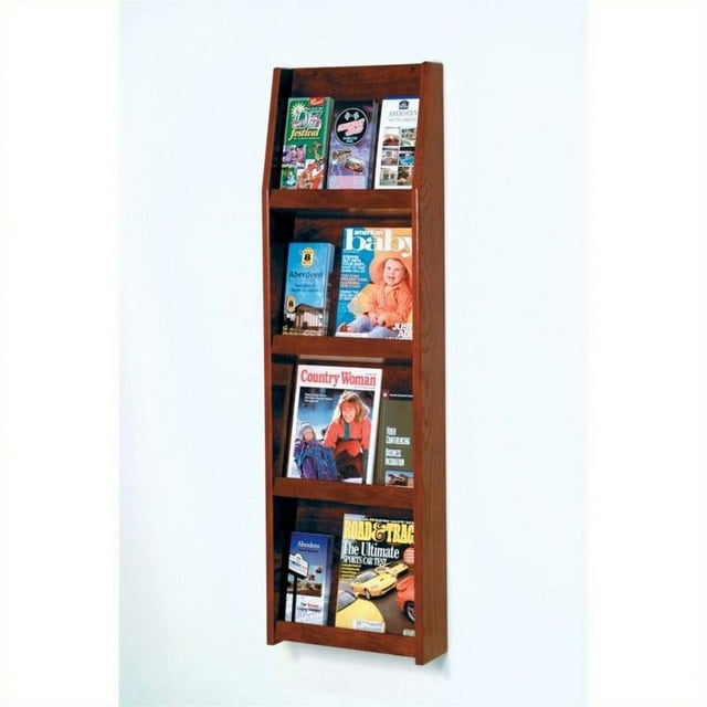 Wooden Mallet Literature Display in 12 Pocket in Mahogany