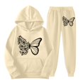 thumbnail image 2 of HSHMT Suits for Women 2 Piece Women's 2 Piece Outfits Butterfly Print Hoodies Pullover Sweatshirt Sweatsuits Joggers Pants With Pockets, 2 of 5