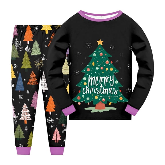 NIEWTR Kids Christmas Pajamas Sets Cotton Long Sleeve Toddler Girl Christmas PJs Boy Holiday Xmas Jammies Christmas Kids Sets (4-5 Years,Black)