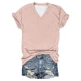 thumbnail image 4 of Womens Graphic T Shirts Short Sleeve V Neck Solid Print Tops for Everyday Comfort Wear Tees for Women Light Pink L, 4 of 4