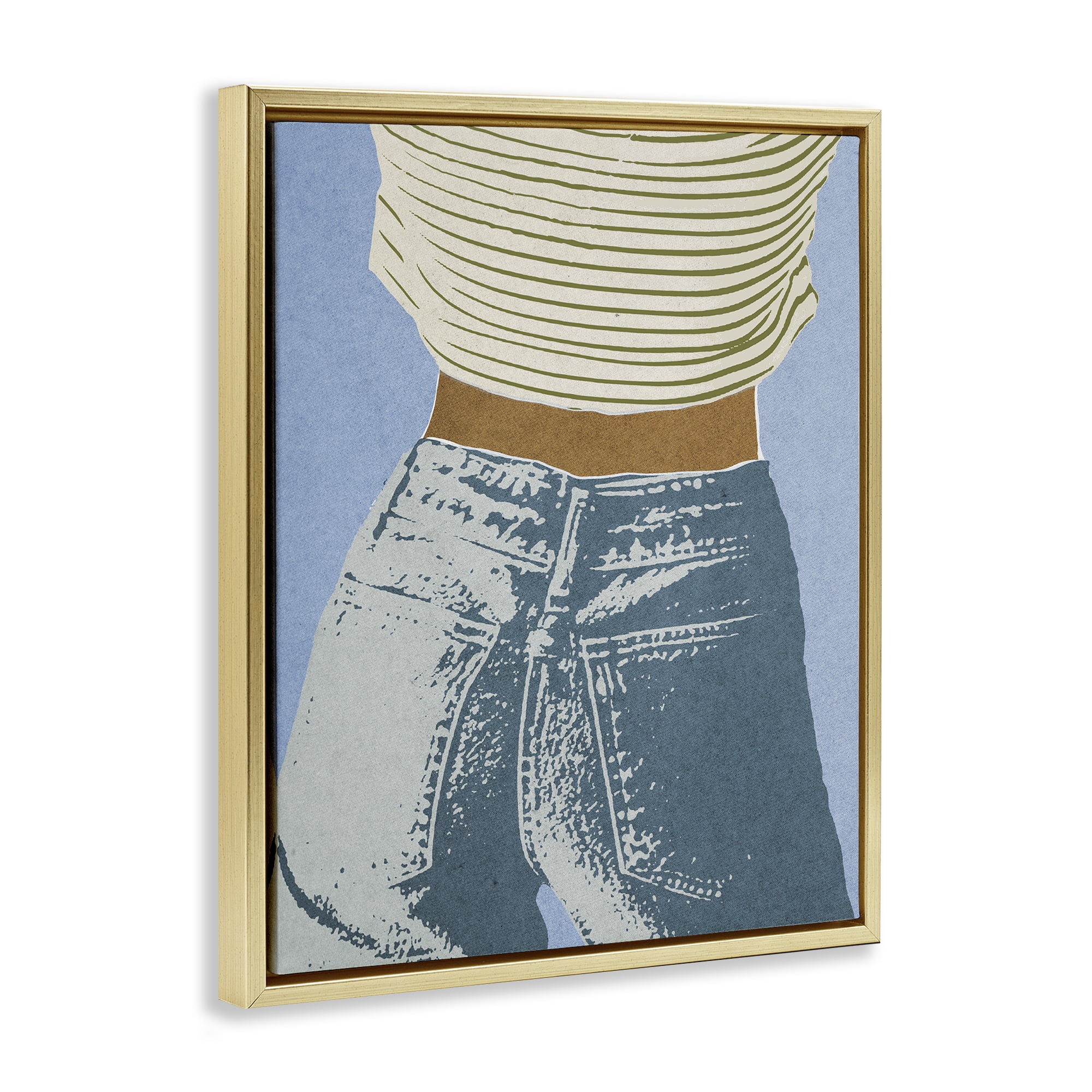 Stupell Industries Vintage Jeans & Tee Gold Framed Floater Canvas Wall Art, design by Victoria Barnes