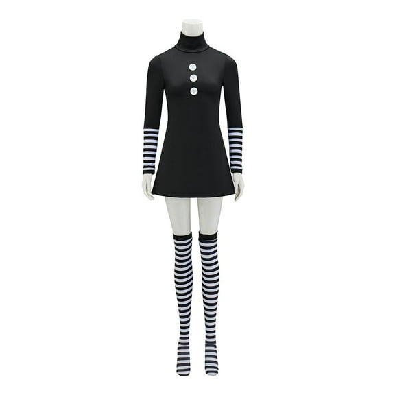Women’s Marionette Inspired Black Dress with Stockings Gothic Elegant Outfit Set