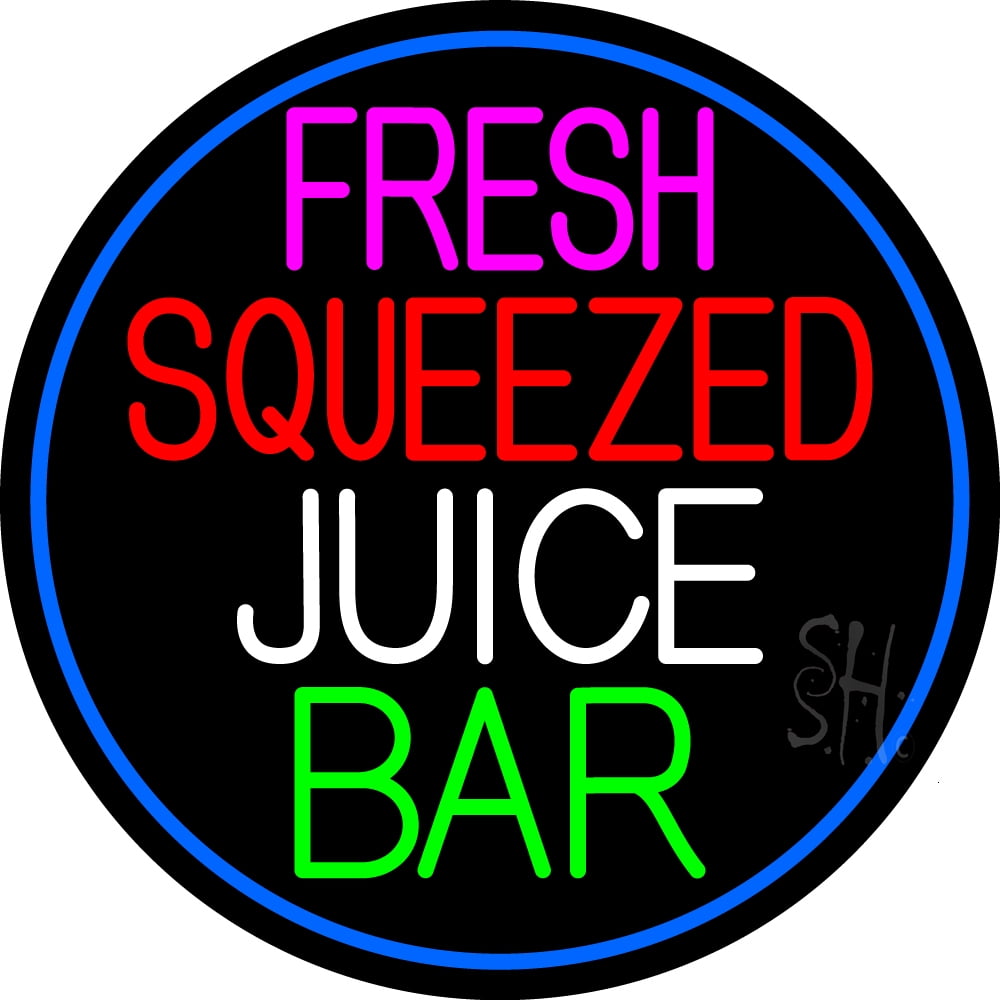 Fresh Squeezed Juice Bar LED Neon Sign 18 x 18 inches, Black Square