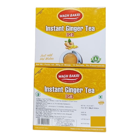 Wagh Bakri Instant Ginger Tea 3in1 Premix 10 Sachets 260g (Pack of 5)