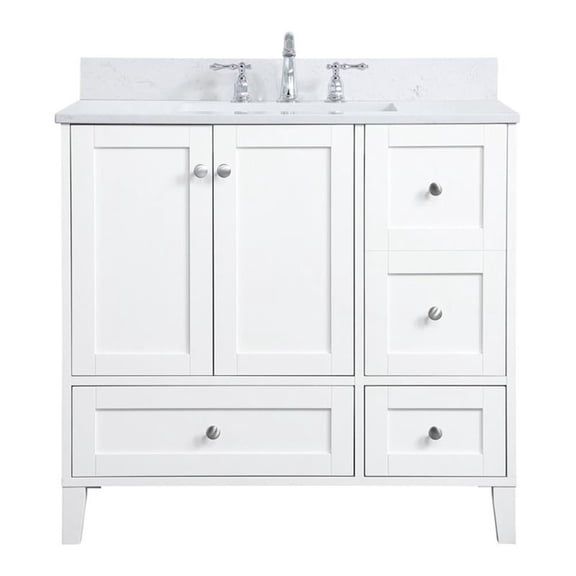 Elegant Decor Sommerville 36" MDF Single Bathroom Vanity with Backsplash - White