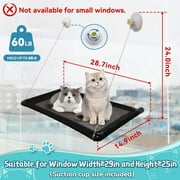 Peyela Cat Window Perch Hammock Bed Window Seat for Large Cats Indoor Sill Perch Mesh Black
