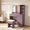 Purple + LED Bulb, variant on Purple Vanity Desk Set, LED Strip Light Mirror Makeup Vanity with 3 Color Modes, Padded Stool & Multi Storage, Modern Dressing Table for Bedroom