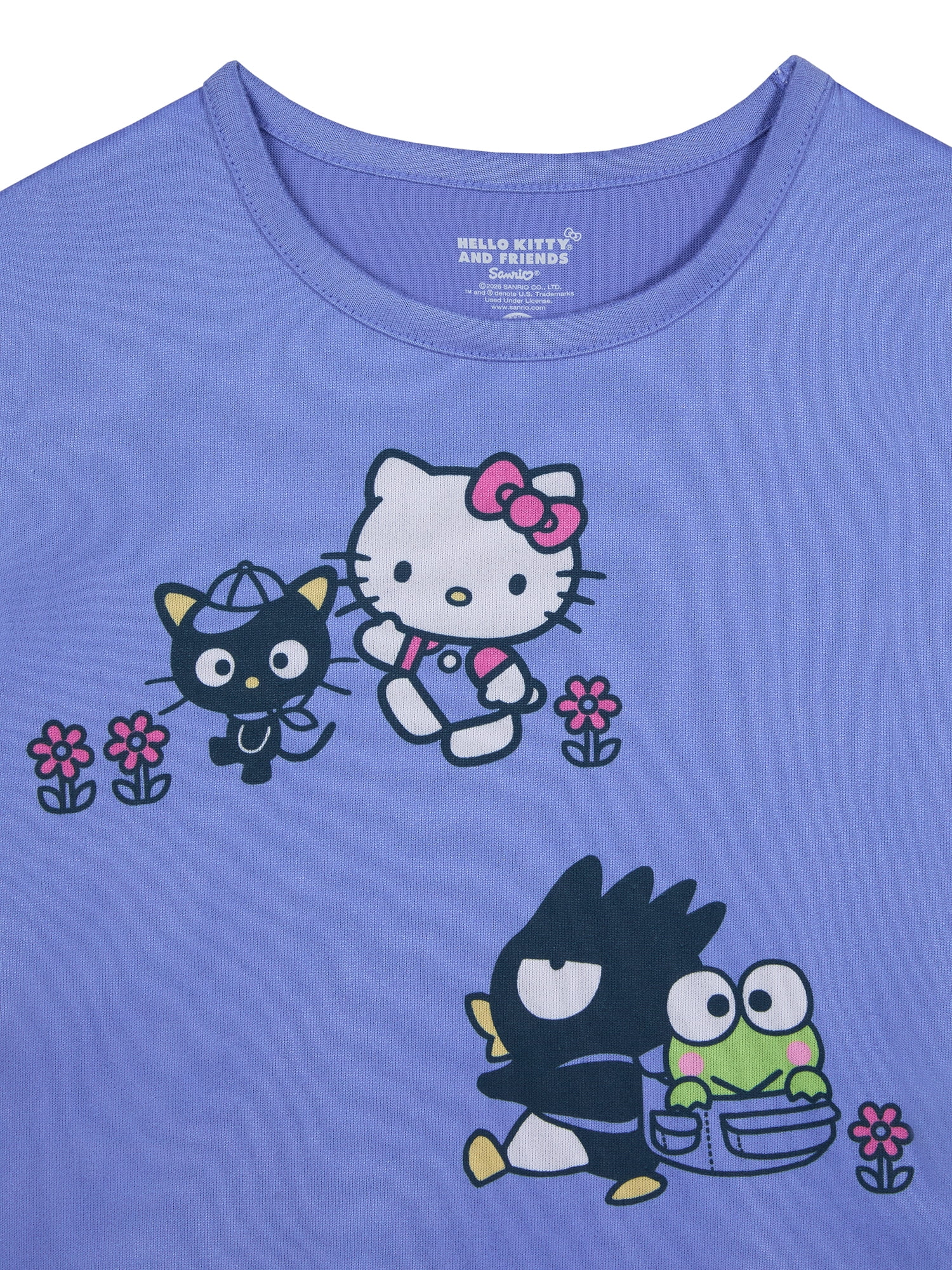 Hello Kitty Girls Long Sleeve Sleep Top and Shorts Pajama Set, 2-Piece, Sizes 4-12