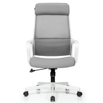 Spaco Adjustable Mesh Office Chair with Heating Support Headrest-Gray, Home Office Computer Desk Chair, Ergonomic Office Chair for Bedroom,Study