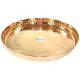 thumbnail image 4 of Prisha India Craft Indian Dinnerware Pure Copper Thali Set of 4, Diameter 12" Traditional Dinner Set of Plate, Bowl, Spoons, Glass with Napkin ring and Coaster, 4 of 6