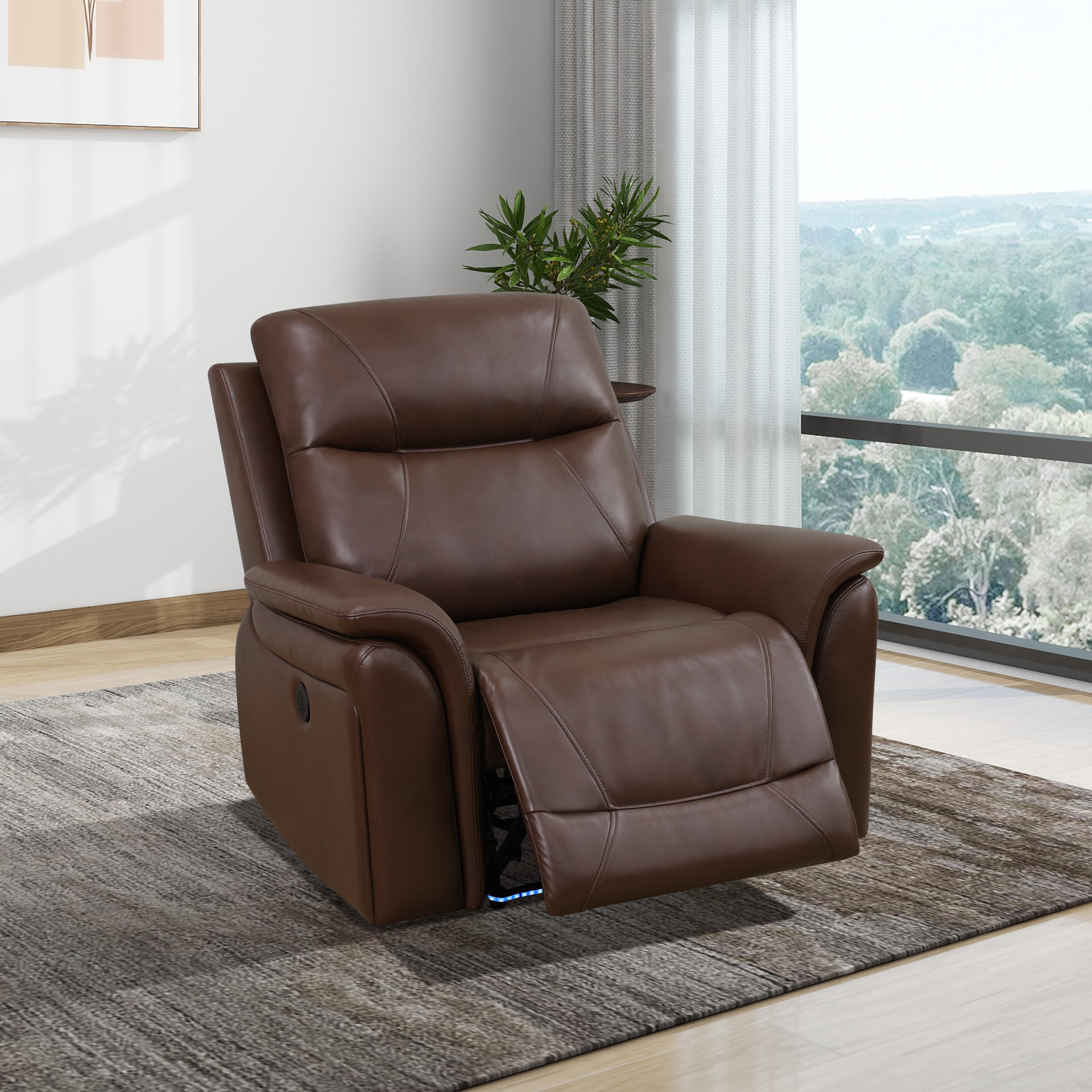Gewnee Power Reclining Multifunctional Chair, Air Leather, Adjustable Reclining Angle, for Living Room,Dark Brown
