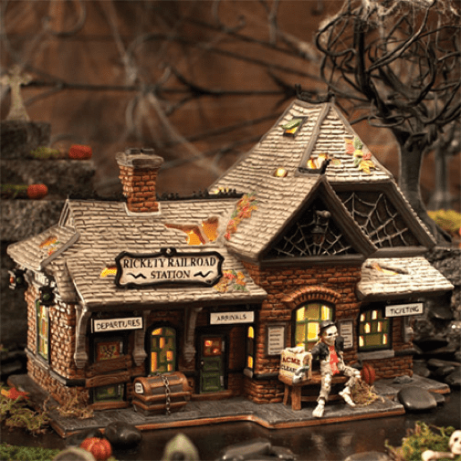 Department 56 Halloween Village 800000 Rickety Railroad Train Station